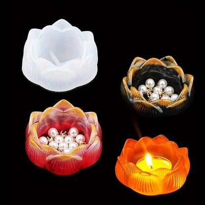 1pc DIY Lotus Flower Silicone Resin Molds For Making Candle Holder/Tea Light Holder/Jewelry Box Silicone Molds RELUX.STORE