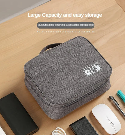 Handheld Digital Bag Multifunctional Large Capacity Moistureproof Mesh Earphone Charger Data Cable USB Travel Protective Case1PC