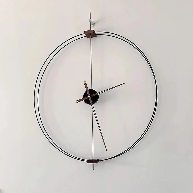 Spanish Minimalist Wall Clock Creative Luxury Living Room Art Clocks Solid Wood Pointer Large Wall Clock Silent Movement Clocks RELUX.STORE