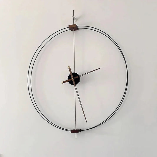 Spanish Minimalist Wall Clock Creative Luxury Living Room Art Clocks Solid Wood Pointer Large Wall Clock Silent Movement Clocks RELUX.STORE