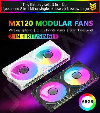 JUMPEAK MX120 360mm Modular Wireless Splicing PC 120mm Case Cooling Fan ARGB Infinite Mirror Effect For Computer Water Cooler
