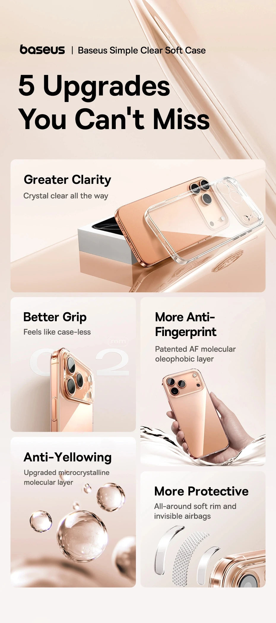 Baseus Clear Case For iPhone 17 Pro Max Soft TPU Case For iPhone 17 Air Anti-drop Ultra Thin Cover For iPhone 16 15 Pro Max Case RELUX.STORE