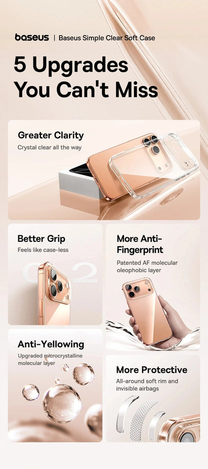 Baseus Clear Case For iPhone 17 Pro Max Soft TPU Case For iPhone 17 Air Anti-drop Ultra Thin Cover For iPhone 16 15 Pro Max Case RELUX.STORE