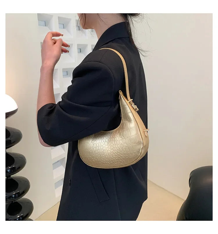 Fashion Luxury Design PU Leather Shoulder Bag Women Small Clutch Handbag Purse Female Underarm Bag Travel Totes shoulder bag RELUX.STORE