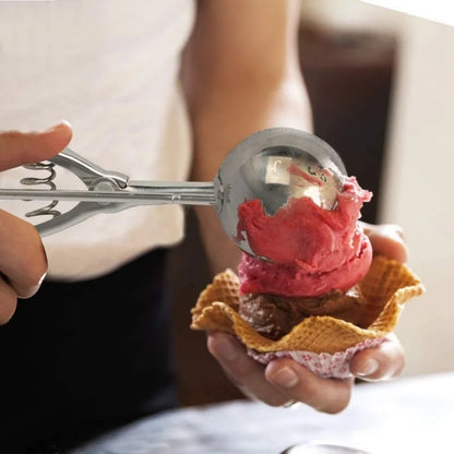 1PC Stainless Steel Ice Cream Scoop Cookie Dough Spoon Fruit Potato Digging Ball Spring Handle Ice Tray Mold Kitchen Accessories