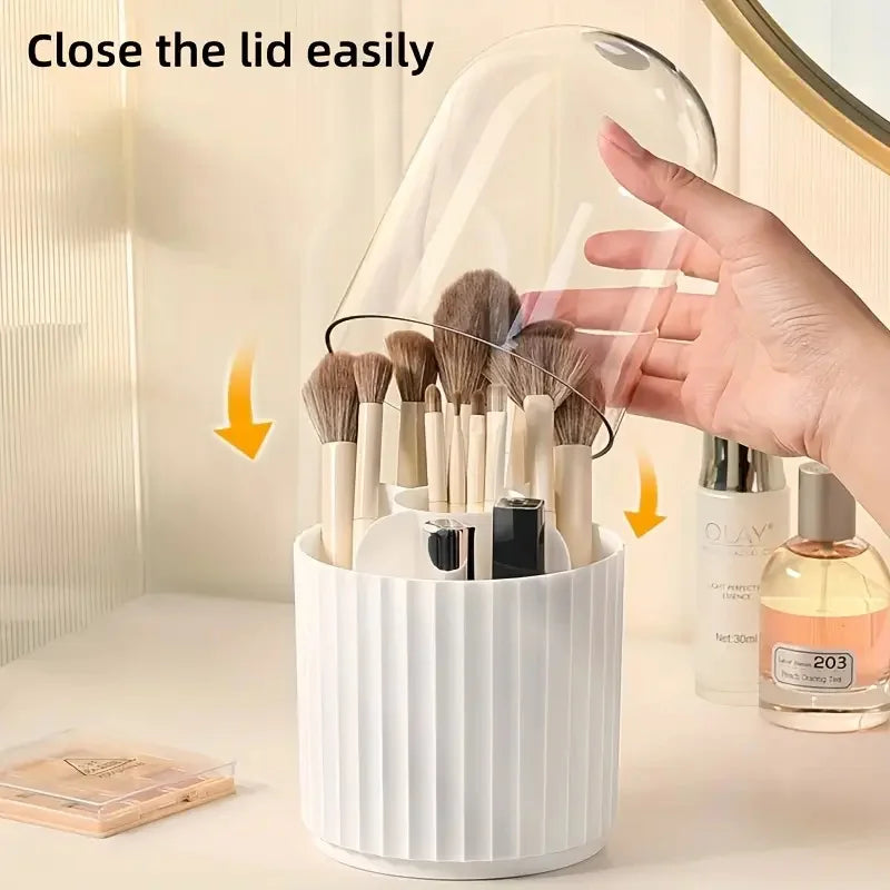 Makeup Brush Storage Box 360 Rotating Makeup Brush Holder Organizer Desktop Lipstick Powder Brush Bucket Comestic Tools Box RELUX.STORE