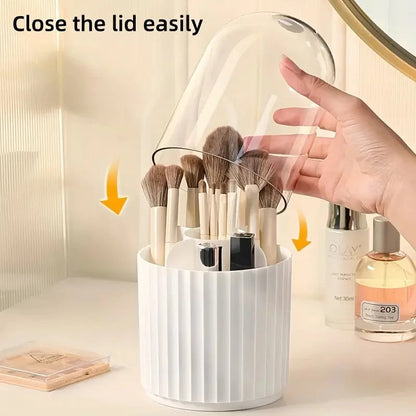 Makeup Brush Storage Box 360 Rotating Makeup Brush Holder Organizer Desktop Lipstick Powder Brush Bucket Comestic Tools Box RELUX.STORE