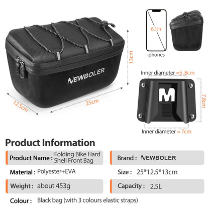 NEWBOLER Folding Bike Handlebar Bag Multi-functional Brompton Bag Bike Front Bag Bike Basket Bag For Brompton Folding Bike