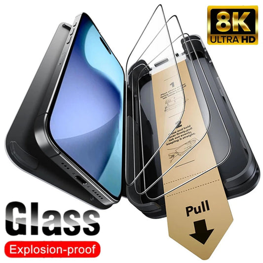 1-3Pcs For iPhone 17 Air Pro Max Tempered Glass Screen Protector One Hand Easy Install Kit Clear HD Protective Film for iPhone17 RELUX.STORE