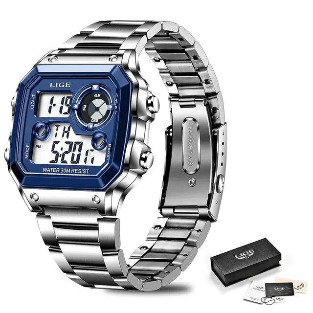 LIGE 2023 NEW Luxury Brand Men Watch Military Digital Watches Sport Wristwatch Mens Waterproof Clock Male Relogio Masculino