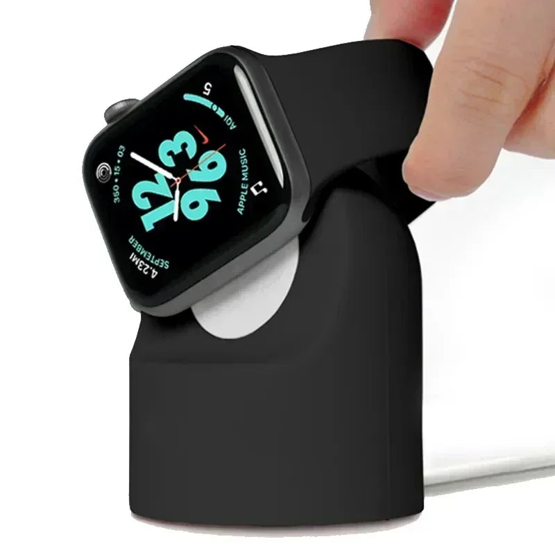 “Apple Watch Charger Stand – Durable Silicone Dock for iWatch Ultra/8/SE2/7/6/SE/4/3 (38–49mm) | Nightstand Mode Compatible | Stable Fast Charging Dock for All Apple Watch Models”