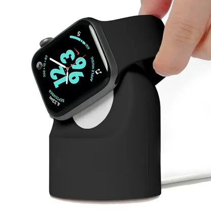 “Apple Watch Charger Stand – Durable Silicone Dock for iWatch Ultra/8/SE2/7/6/SE/4/3 (38–49mm) | Nightstand Mode Compatible | Stable Fast Charging Dock for All Apple Watch Models”