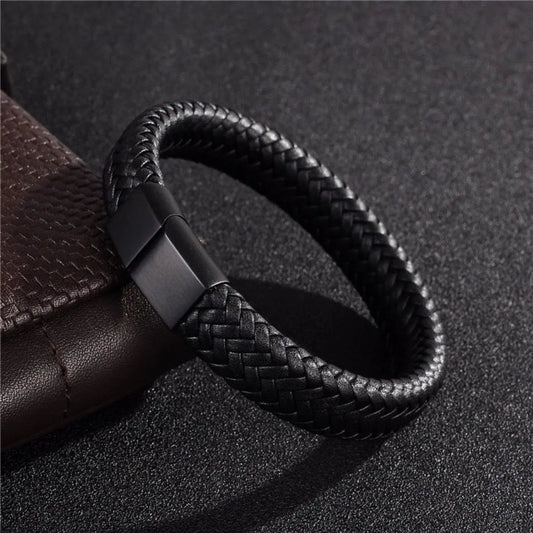 Retro Men's Leather Open Bangle, Simple Multi-Size Woven Leather Hand Rope, Outdoor Sports Gift RELUX.STORE