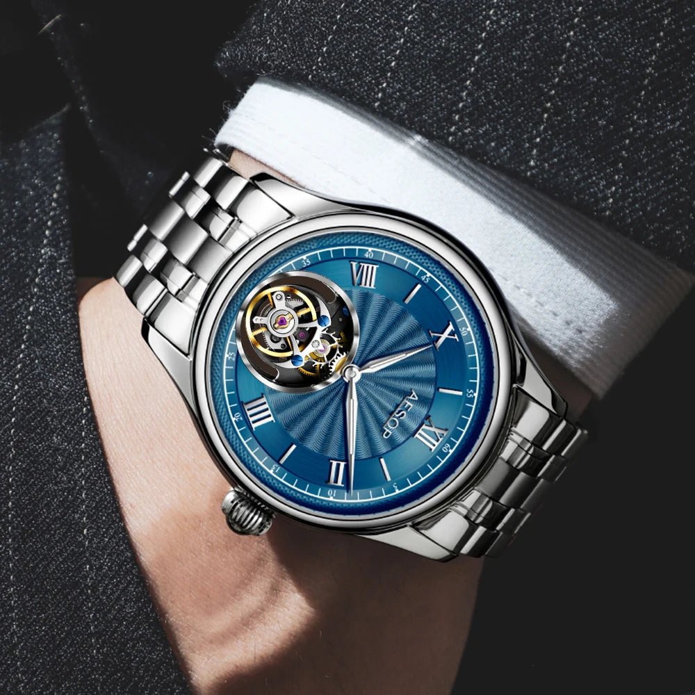 AESOP Official Watch Store Flying Tourbillon Movement Mechanical Wristwatches Skeleton Watches for Menes Luxury Waterproof 2025A