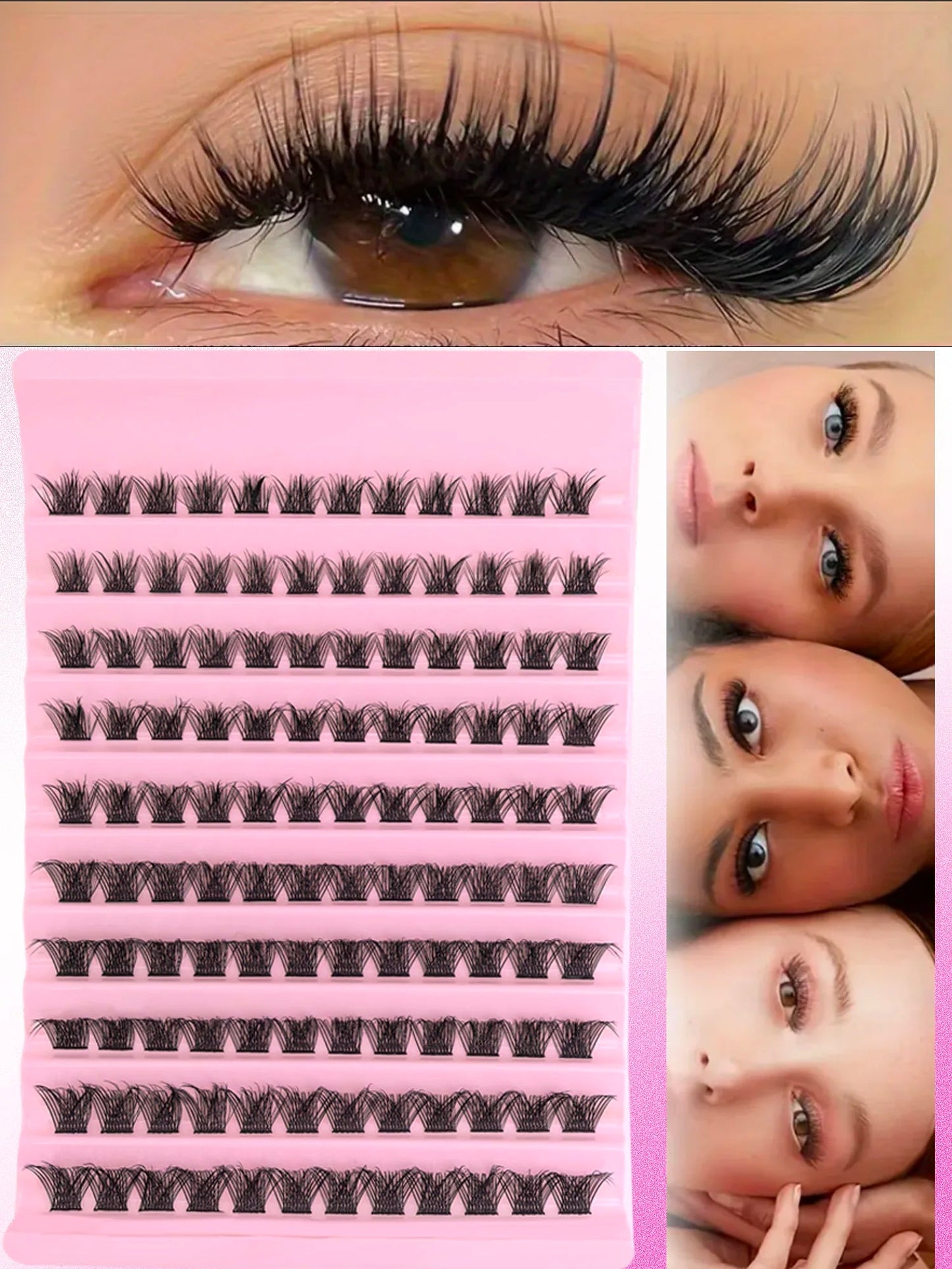 DIY Eyelash Extension Kit Individual Lashes Cluster Mix Lash Clusters with Lash Bond and Seal and Lash Accessories RELUX.STORE