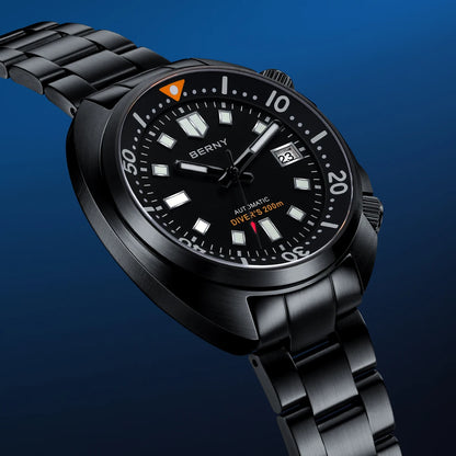 BERNY 20ATM Diver Watch For Men Mechanical Black Dial Original Design Top Automatic Sapphire Luxury Diving Luminous Men Watch
