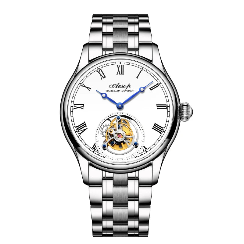 Aesop Real Flying Tourbillon Movement Mechanical Watches Luxury Watch for Men Skeleton Tourbillon Watch Sapphire Official StoreS