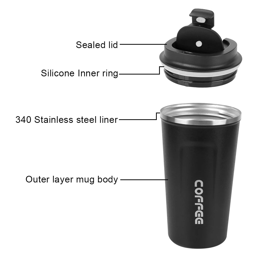 Thermo Cafe Coffee Mug Car Thermos Mug 380/510ML Leak_Proof Travel Thermo Cup for Tea Water Coffee Double Stainless Steel RELUX.STORE