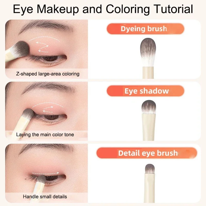 5/6/8/10pcs Natural Eye Makeup Brushes Set Detail Eyeshadow Brush Makeup Brush White Ultra Soft Eyeshadow Eyeliner Makeup Tool RELUX.STORE