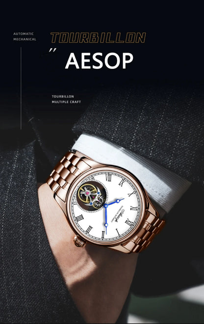 Aesop Real Flying Tourbillon Movement Mechanical Watches Luxury Watch for Men Skeleton Tourbillon Watch Sapphire Official StoreS