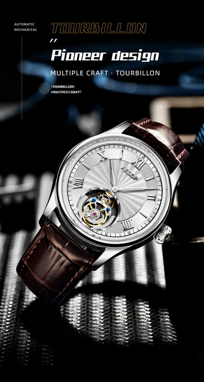 AESOP Official Watch Store Flying Tourbillon Movement Mechanical Wristwatches Skeleton Watches for Menes Luxury Waterproof 2025A