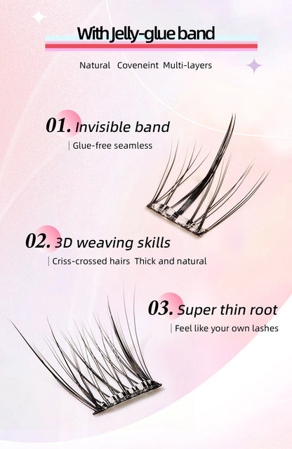 Yelix Self-adhesive Glue Free False Eyelashes Reusable DIY Segmented DIY Lashes Clusters No Glue Needed Natural Soft Lashes RELUX.STORE