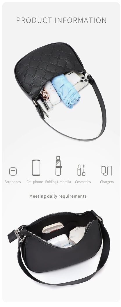 TINYAT Female Moon Bag Leather Shoulder Messenger Bag for Women Hand Bag Luxury Design Lightweight Party Ready Daily Use