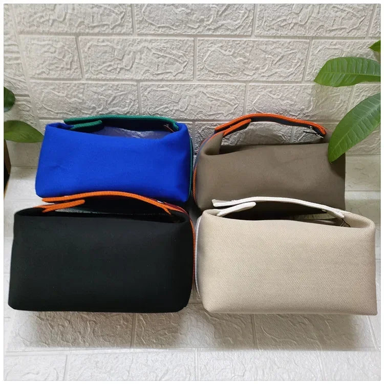 2024 New Large Capacity Canva Makeup Bag Soft Texture Fashionable Women's Shoulder Bag Color Blocking Handbag From China RELUX.STORE