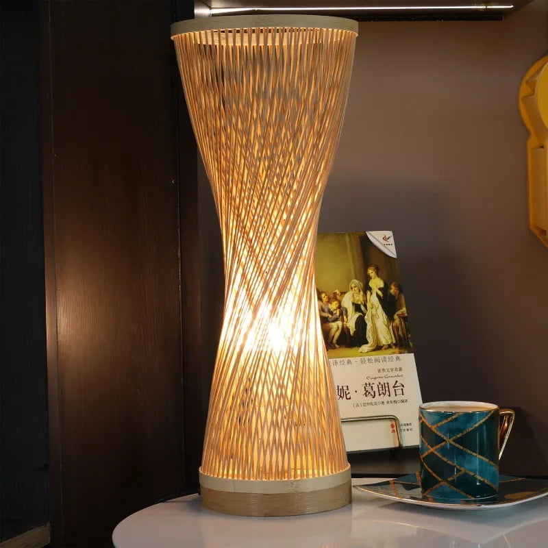 Chinese Bamboo Art Bamboo Weaving Zen Bamboo Lamp Living Room Tatami Lamp, Housewarming Gift