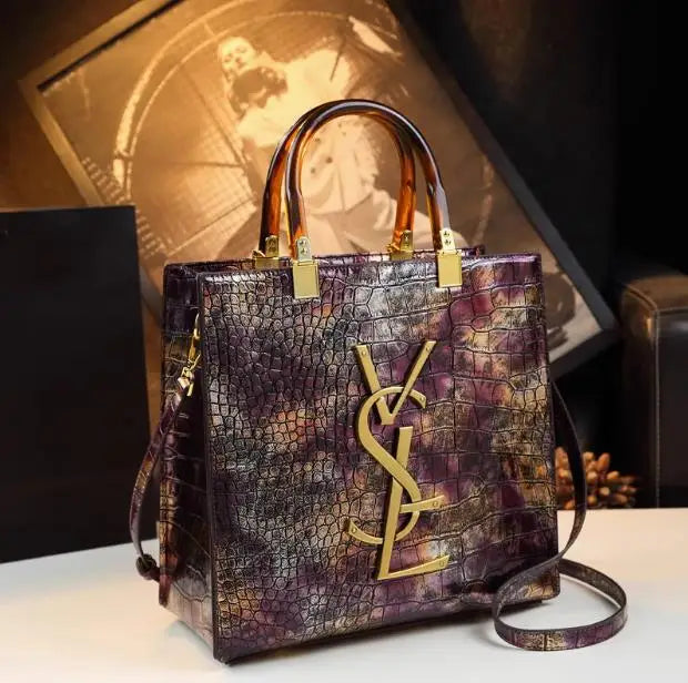 2025 New Arrival All-match Crocodile Pattern Atmospheric Middle-aged Women's Bag Large Capacity Portable Tote Bag Handbags RELUX.STORE