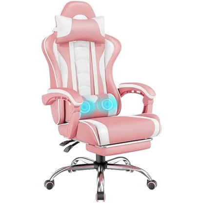 Office Chair, Chair w/ Massage Lumbar Support & Footrest Height  Adjustable Ergonomic w/ Swivel Seat & Headrest, Office Chair