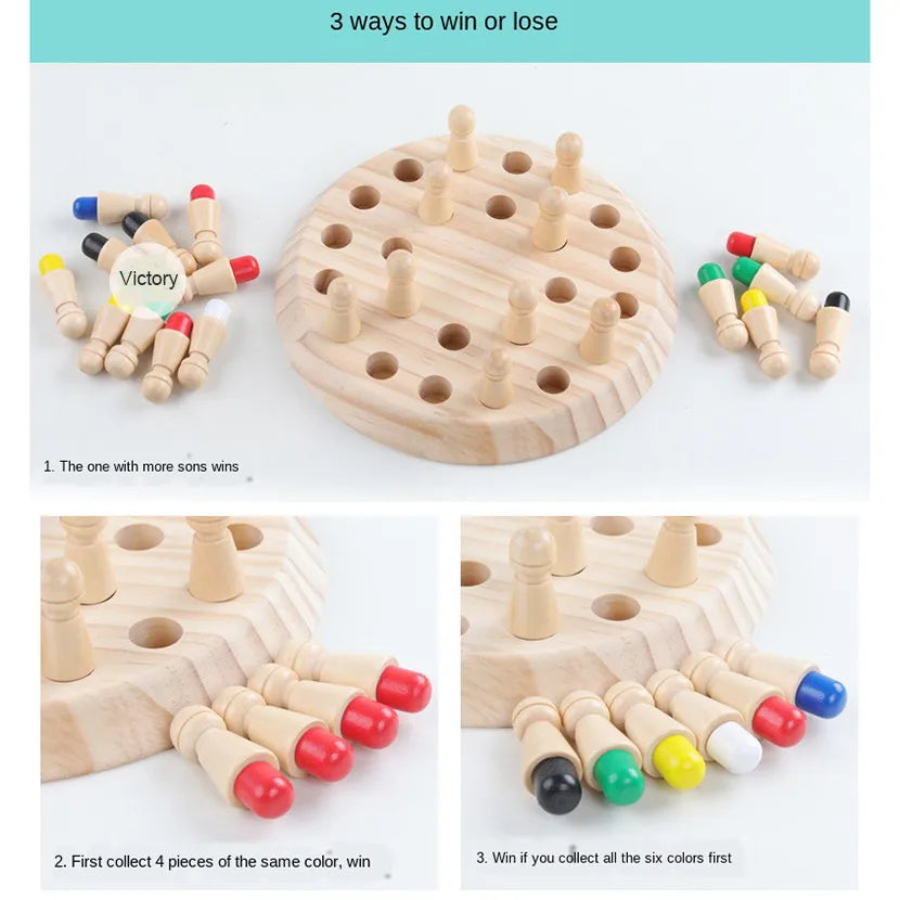 Wooden Memory Match Stick Chess Color Game Board Puzzles Montessori Educational Toy Cognitive Ability Learning Toys For Children RELUX.STORE