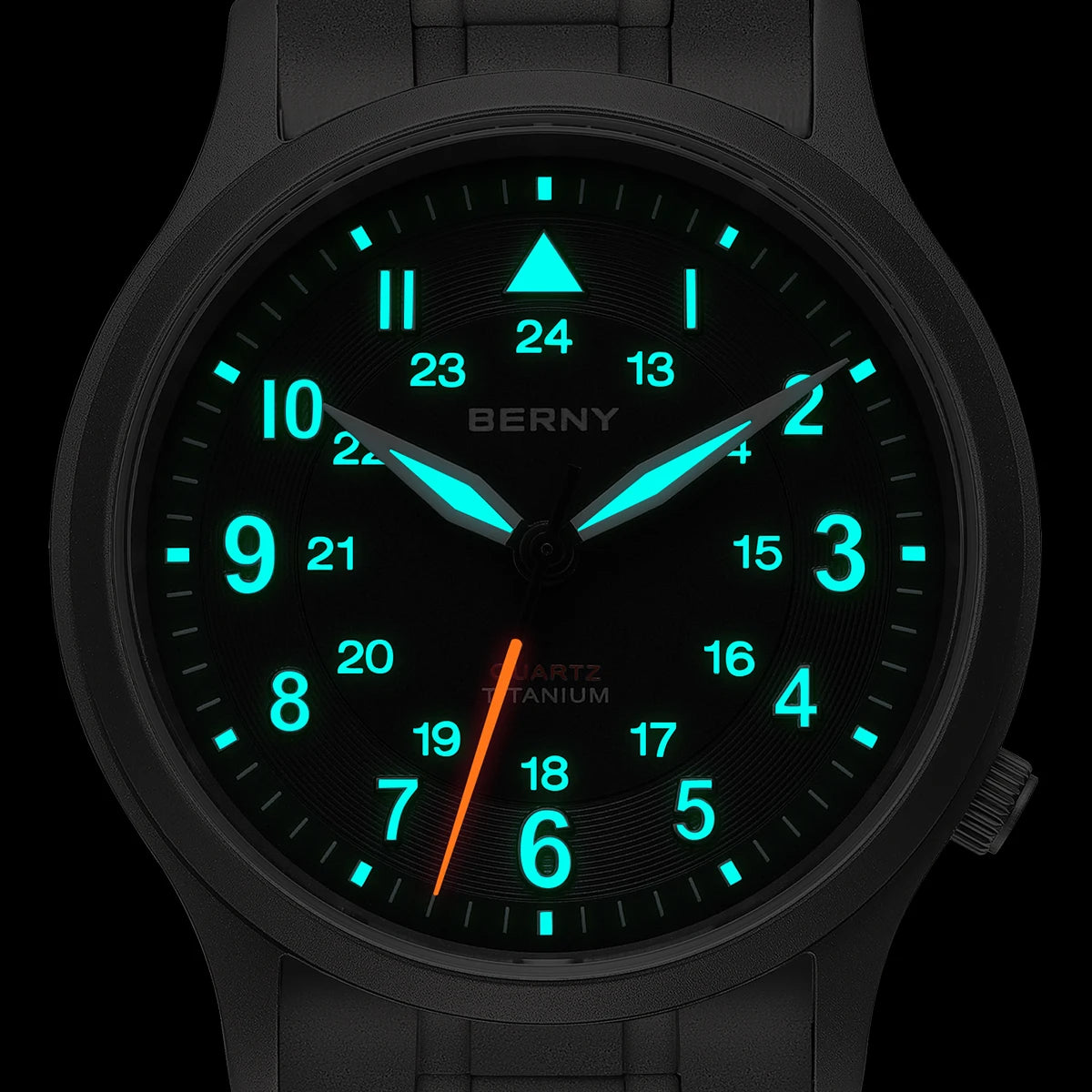 BERNY Titanium Watches for Men Classic Mens Field Pilot Watch Easy Read Outdoor Quartz Wristwatch Super Luminous Sapphire 5ATM