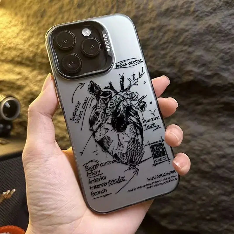 Creative Cardiovascular model Heart Medical Phone Case For iPhone 15 Pro Max 11 12 13 14 16 Pro XS XR 7 8 Plus Anti-drop Cover RELUX.STORE