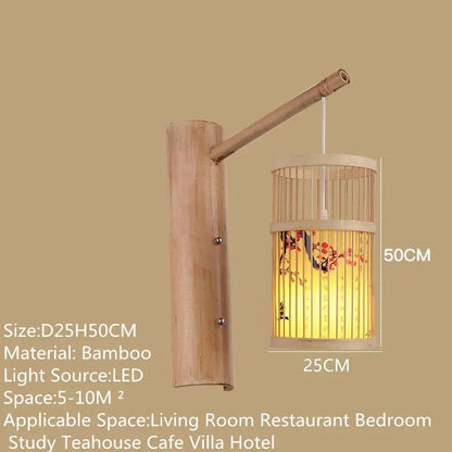 SAMAN Modern Bamboo Art Wall Lamp Bamboo Weaving Creative Living Room Restaurant Bedroom StudyTea Homestay LED Retro Wall Light