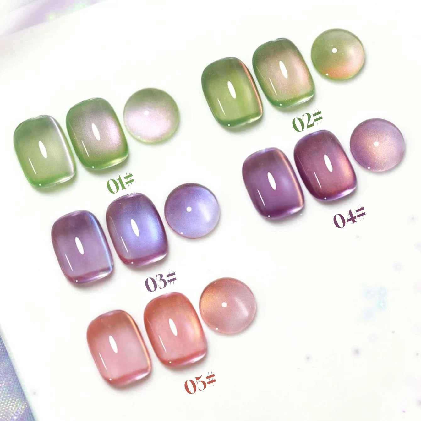 1/6PCS SS25 Cat Eye Gel Polish w/Glass Beads & Crystal, 5 Colors Salon DIY Nail Supplies Kit for Pro Nails Manicure RELUX.STORE