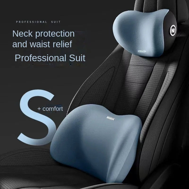 Ergonomic memory foam car seat cushion - suitable for all seasons comfort car headrest - lumbar cushion or headrest or set