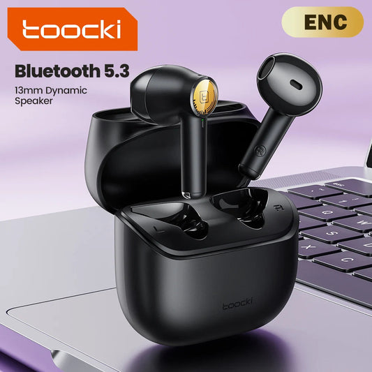 Toocki ENC Bluetooth 5.3 Headphones TWS HiFi Sound Stereo Earphones with Mic Wireless Waterproof In-Ear Headset for Mobile Phone RELUX.STORE