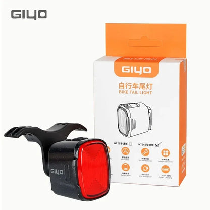 GlYO Auto Brake Sensing Bicycle Tail Light -USBRechargeable, lP66 Waterproof LED WarningLight for MTB & Road Bike Night Safety