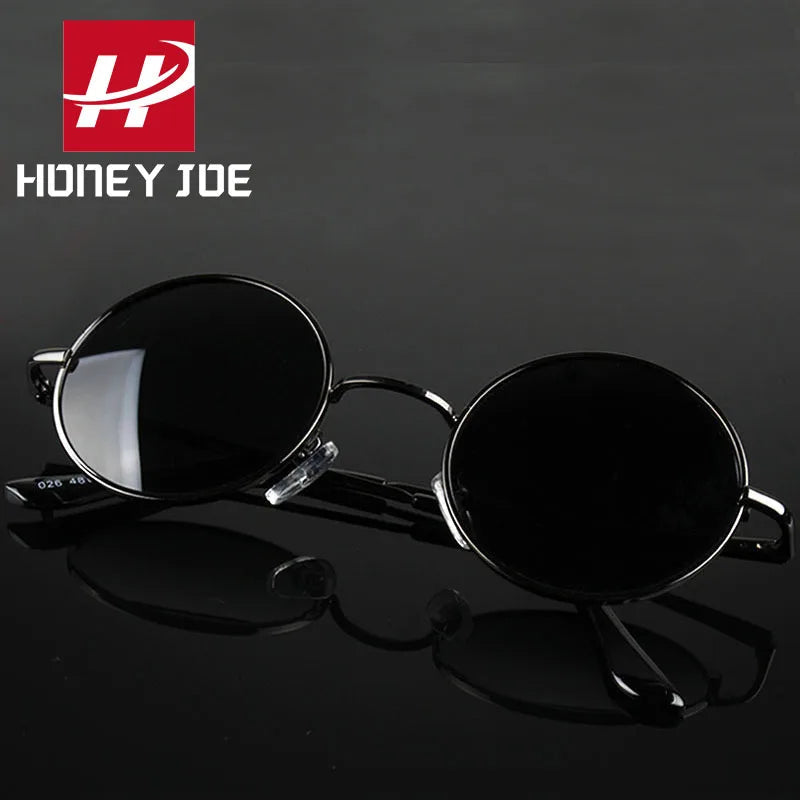Retro Vintage Round Polarized Sunglasses Men Brand Designer Sun Glasses Women Alloy Metal Frame Black Lens Eyewear Driving UV400 RELUX.STORE