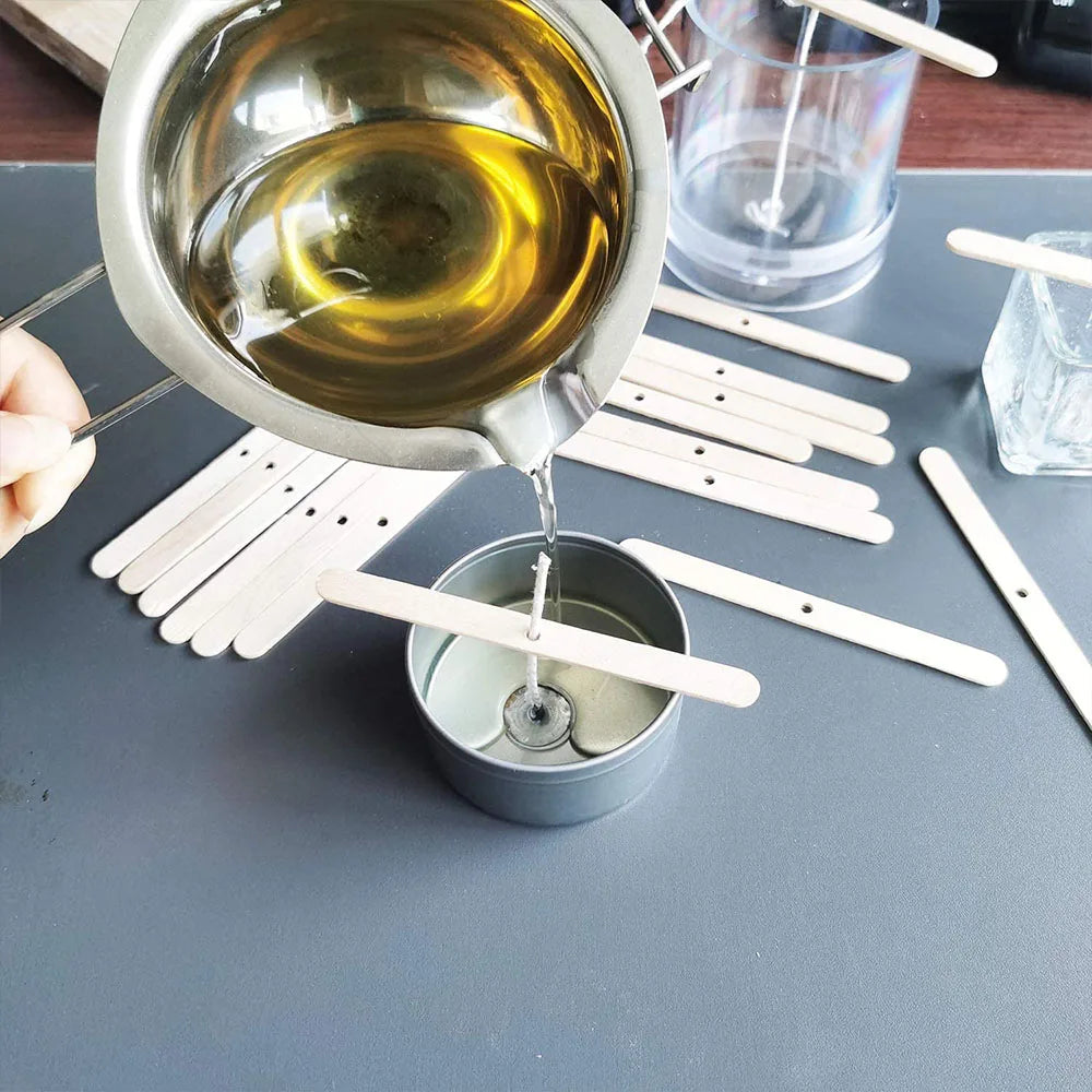 100pcs/bag Pre-Waxed Smokeless Candle Wicks with Holder DIY Cotton Thread Wicks Soy Wax Beewax Candle Wicks Making Accessories