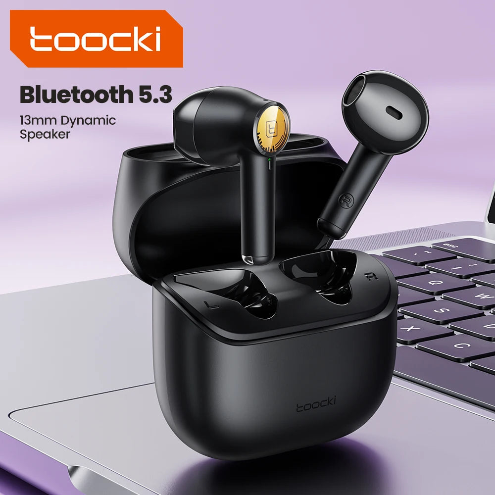 Toocki ENC Bluetooth 5.3 Headphones TWS HiFi Sound Stereo Earphones with Mic Wireless Waterproof In-Ear Headset for Mobile Phone RELUX.STORE