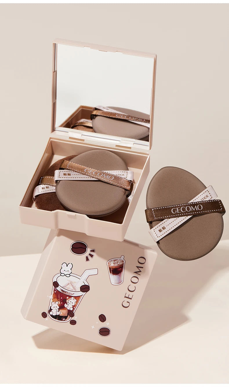 GECOMO Two-pack Powder Puff Set Box with Mirror, Wet And Dry Dual Use, Super Soft Makeup Sponge And Loose Powder Air Cushion RELUX.STORE