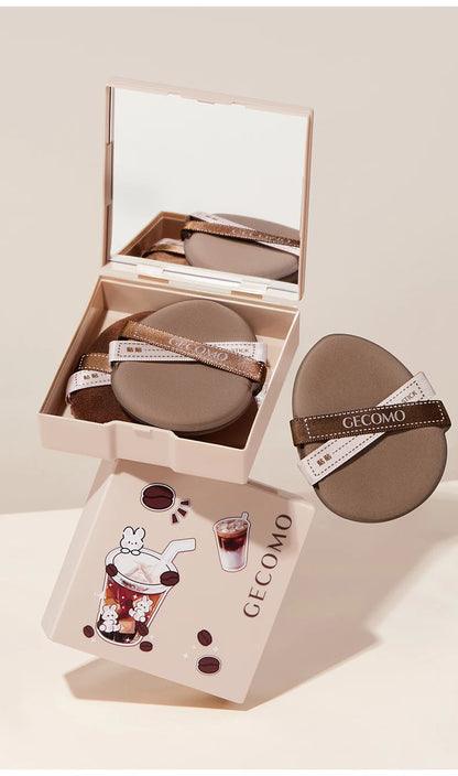 GECOMO Two-pack Powder Puff Set Box with Mirror, Wet And Dry Dual Use, Super Soft Makeup Sponge And Loose Powder Air Cushion RELUX.STORE