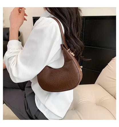 Fashion Luxury Design PU Leather Shoulder Bag Women Small Clutch Handbag Purse Female Underarm Bag Travel Totes shoulder bag RELUX.STORE