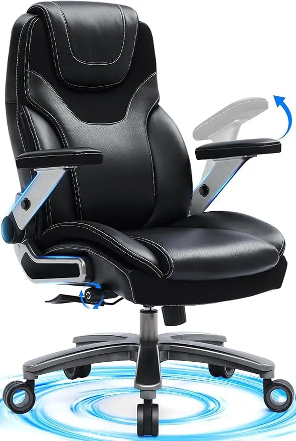 Big and Tall Office Chair with 5D Adjustable Arms, 600lbs Ergonomic Executive Office Chair with Adjustable Lumbar Support, Fabri