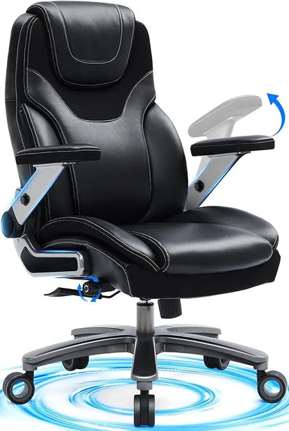 Big and Tall Office Chair with 5D Adjustable Arms, 600lbs Ergonomic Executive Office Chair with Adjustable Lumbar Support, Fabri