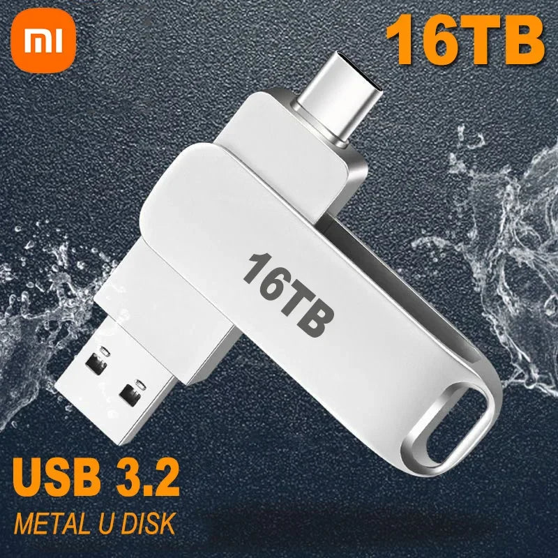 Xiaomi 16TB Flash Drive USB 3.2 High Speed USB Transfer Type-c 2-In-1 8TB 16TB OTG Pendrive Waterproof Flash Disk For Computer
