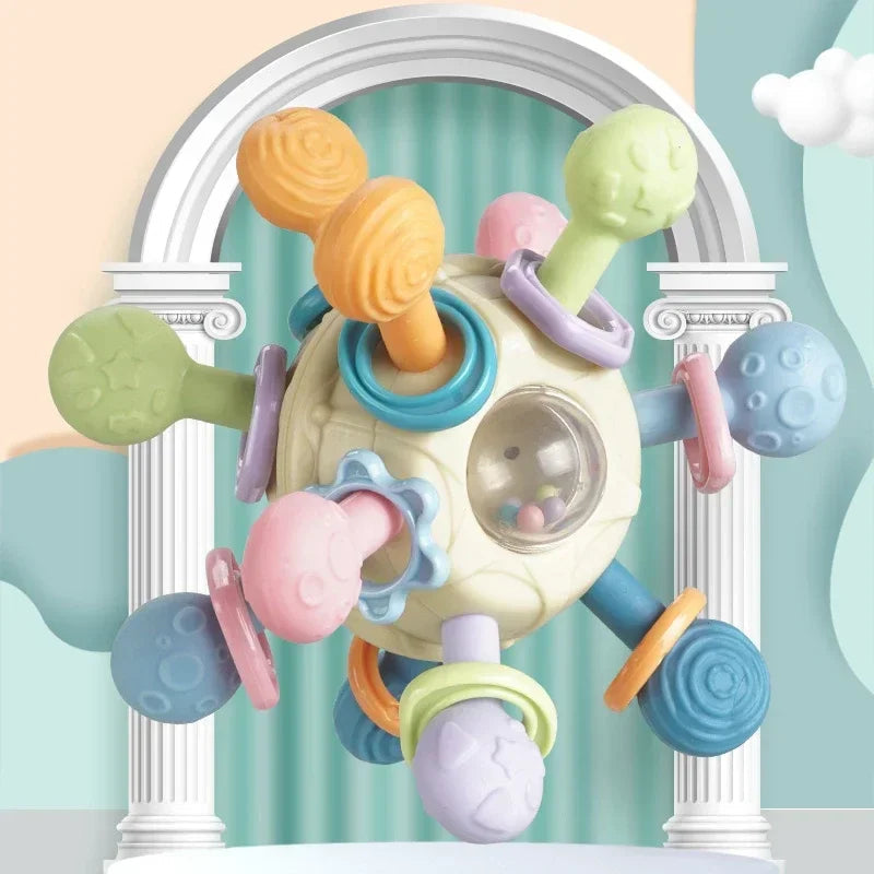 Baby Toys 0 12 Months Rotating Rattle Ball Grasping Activity Baby Development Toy Silicone Teether Baby Sensory Toys for Babies - RELUX.STORE