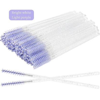 NEW 50Pcs Makeup Eyelash Brushes Disposable Crystal Eyebrow brush Diamond Handle Mascara Wand Applicator Lashes Extension Tools RELUX.STORE